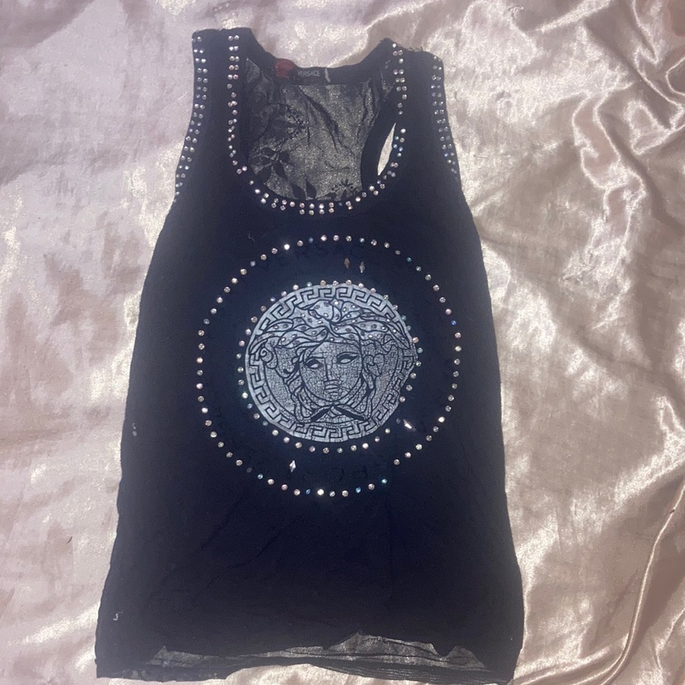 Versace rare vintage bedazzled tank top